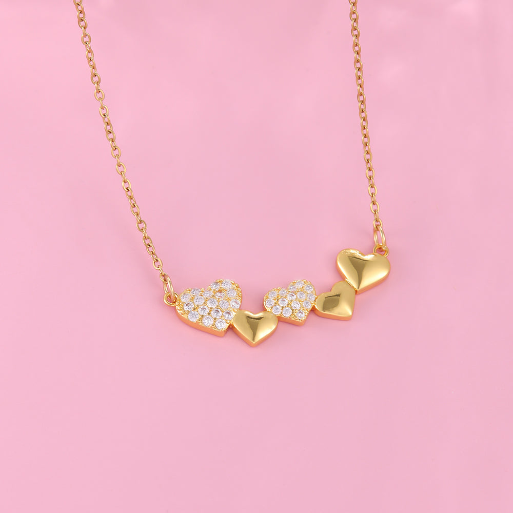 Elegant Heart Shape Stainless Steel Plating Inlay Zircon Pendant Necklace