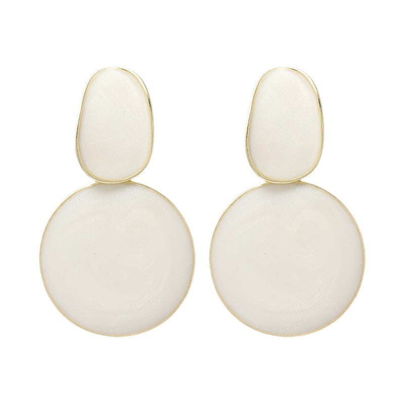 1 pair sweet oval plating alloy drop earrings