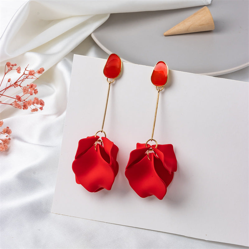 creative acrylic rose petal earrings fashion earrings