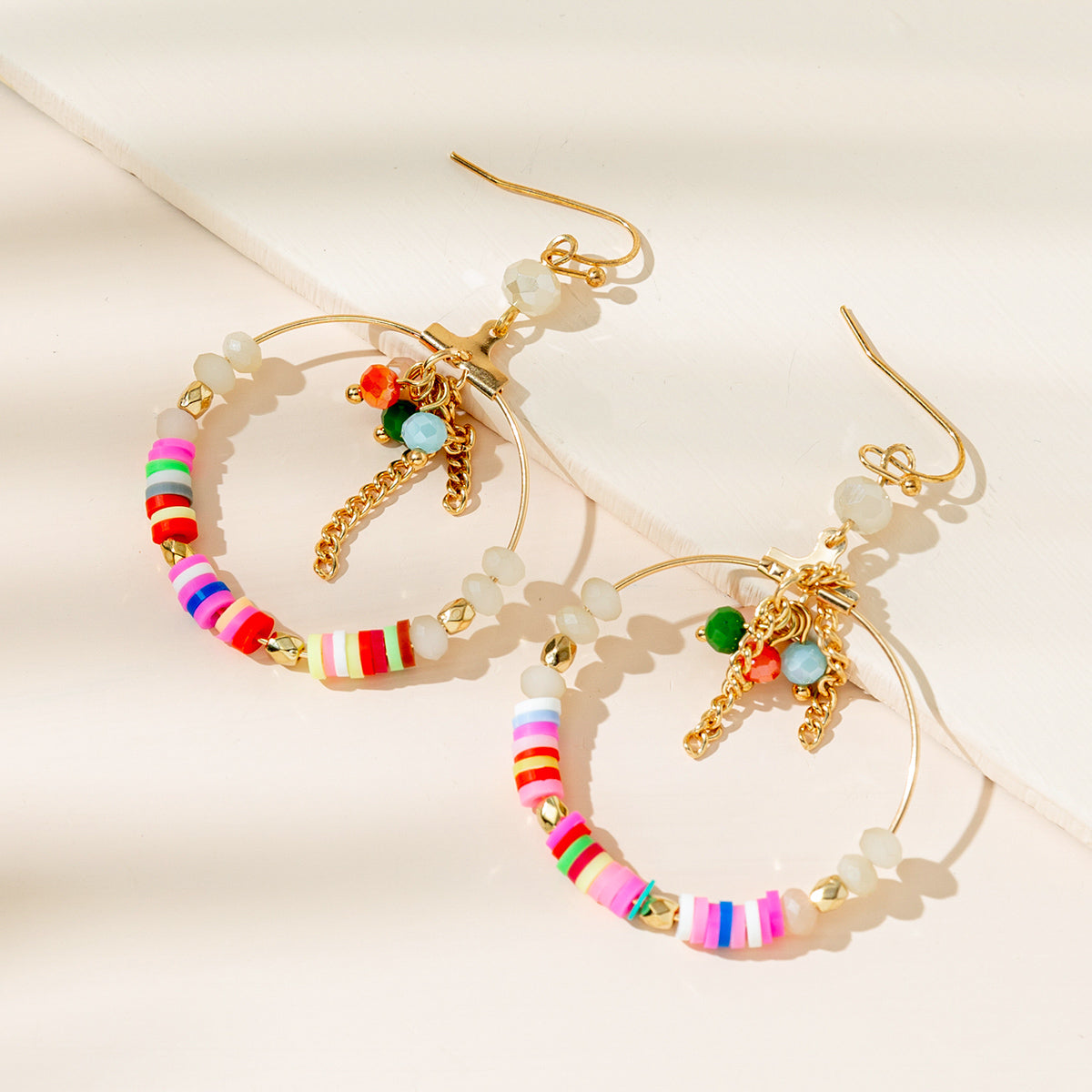 1 pair elegant lady leaf alloy glass soft clay gold plated drop earrings
