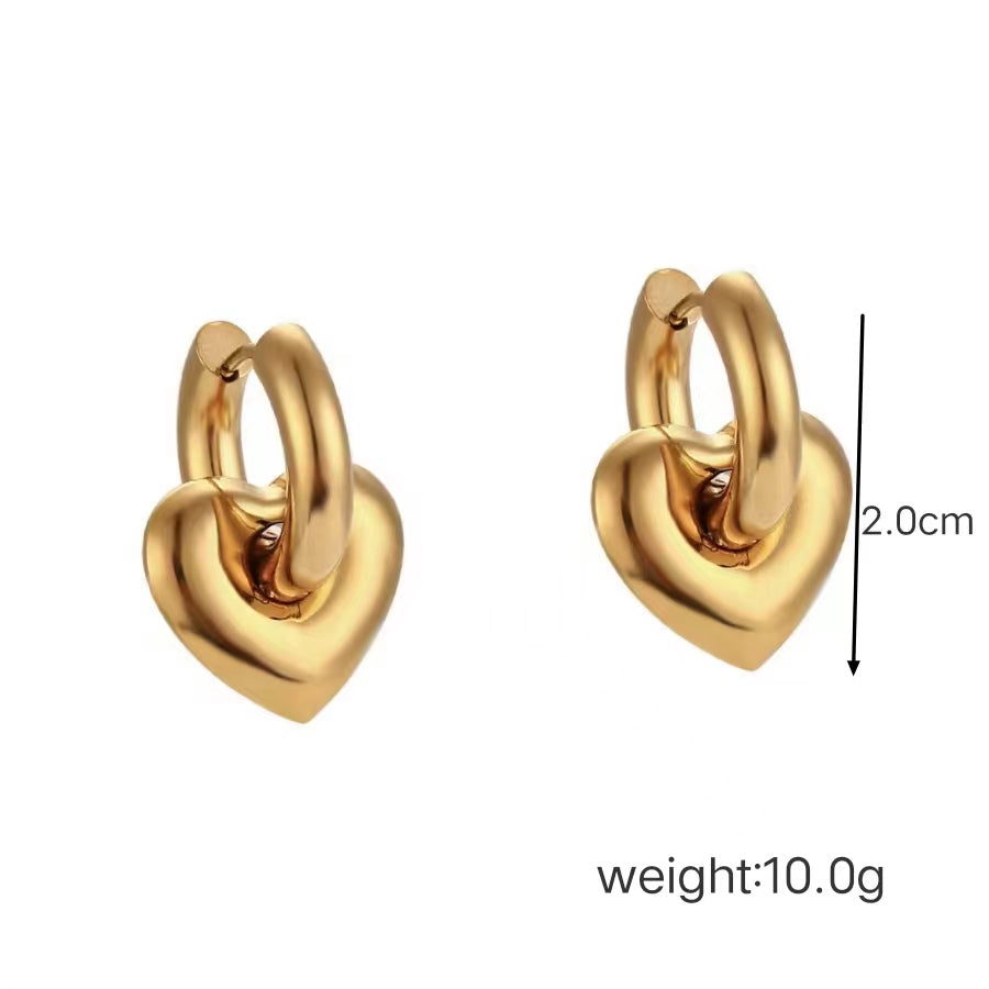 1 Pair Romantic Heart Shape Drip glazed 304 Stainless Steel Metal None 18K Gold Plated Hoop Earrings