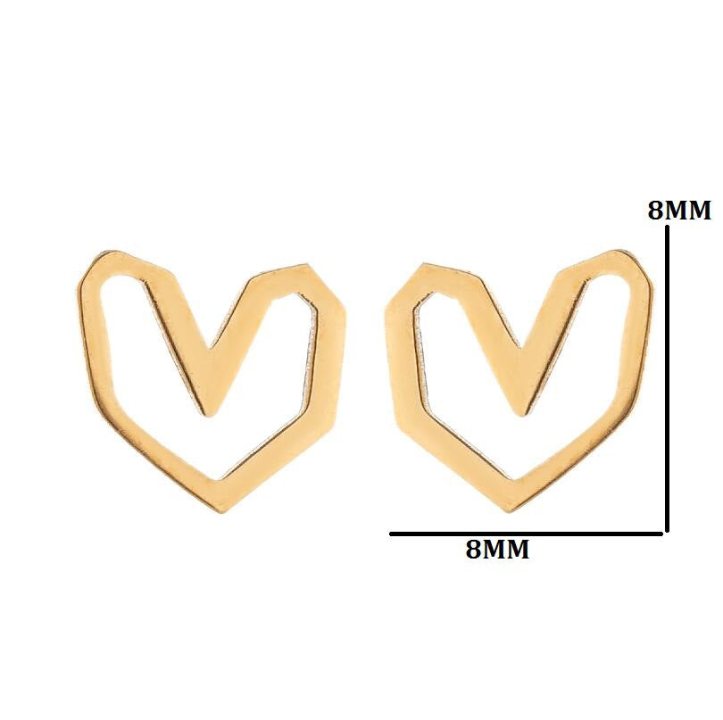 fashion heart shape stainless steel ear studs 1 pair