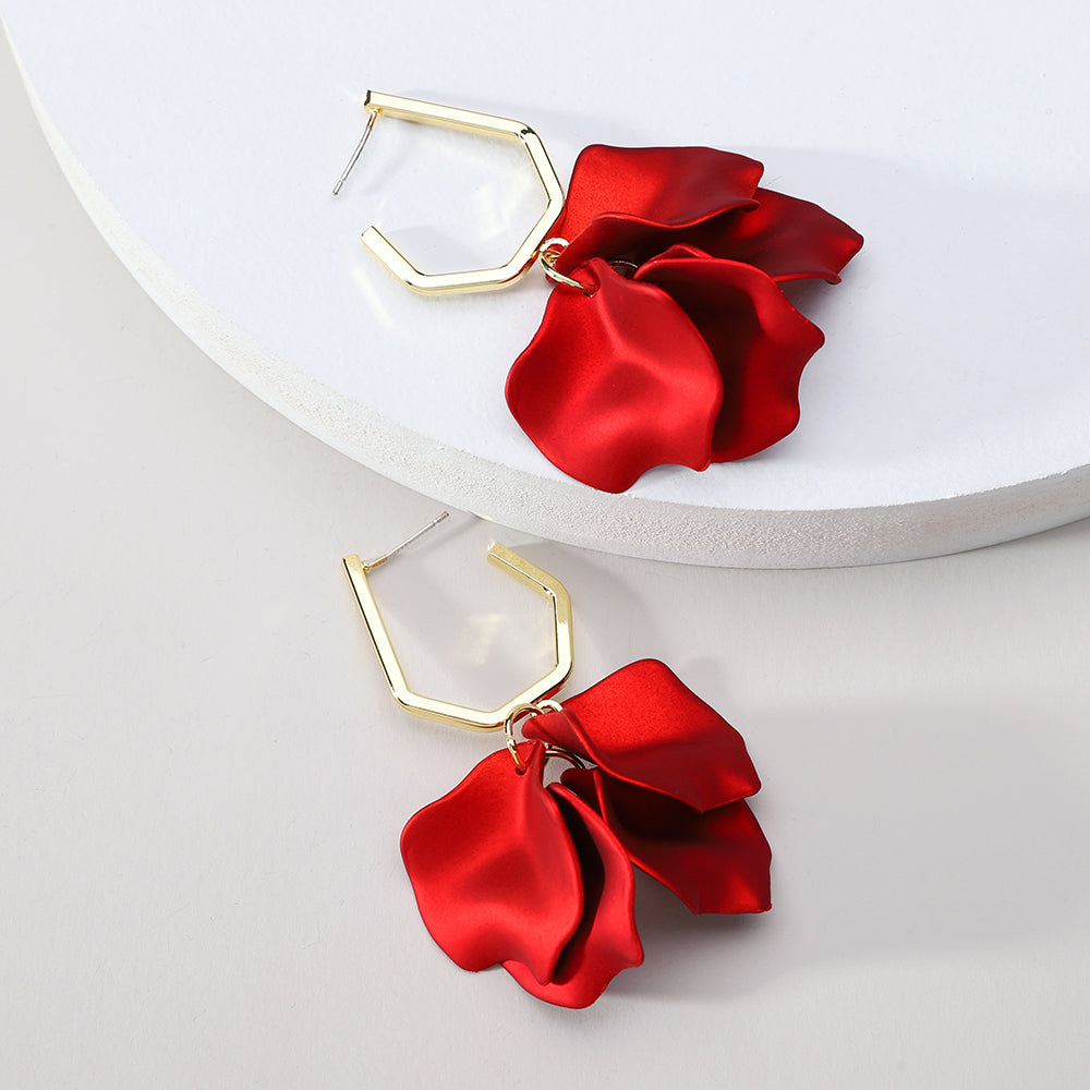 1 pair elegant vacation petal arylic zinc alloy drop earrings
