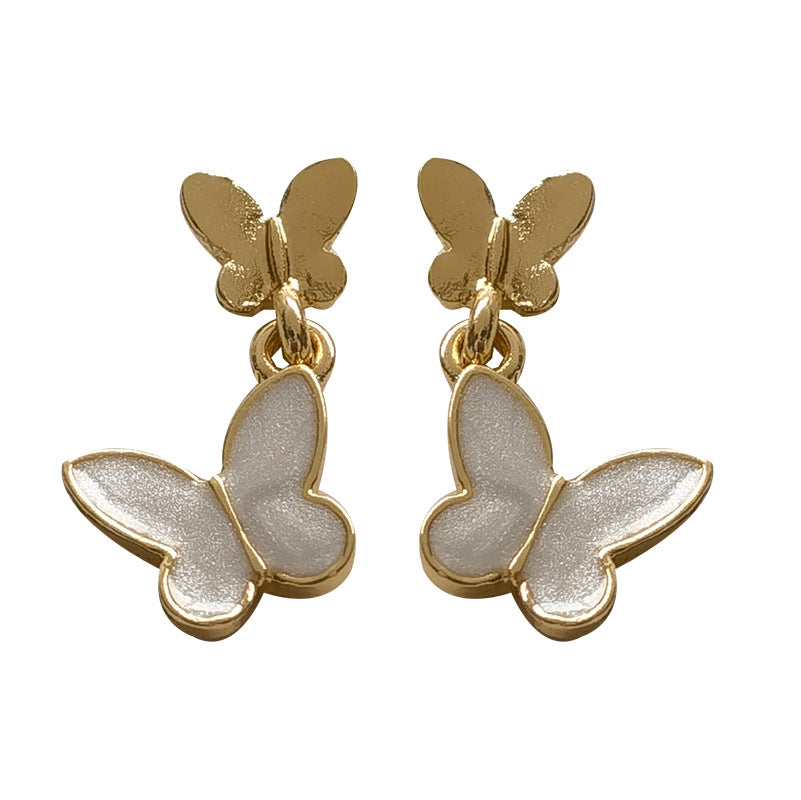 fashion butterfly alloy enamel drop earrings