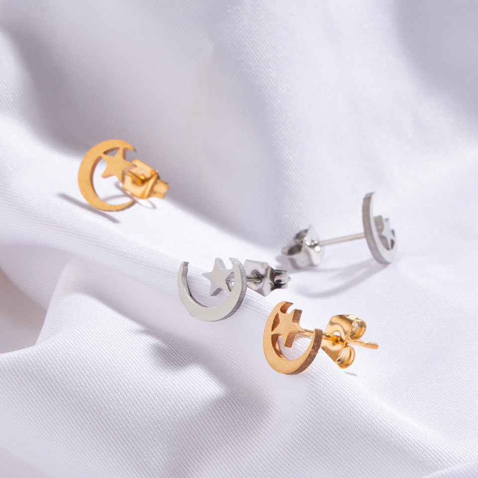 simple style geometric stainless steel no inlaid earrings ear studs