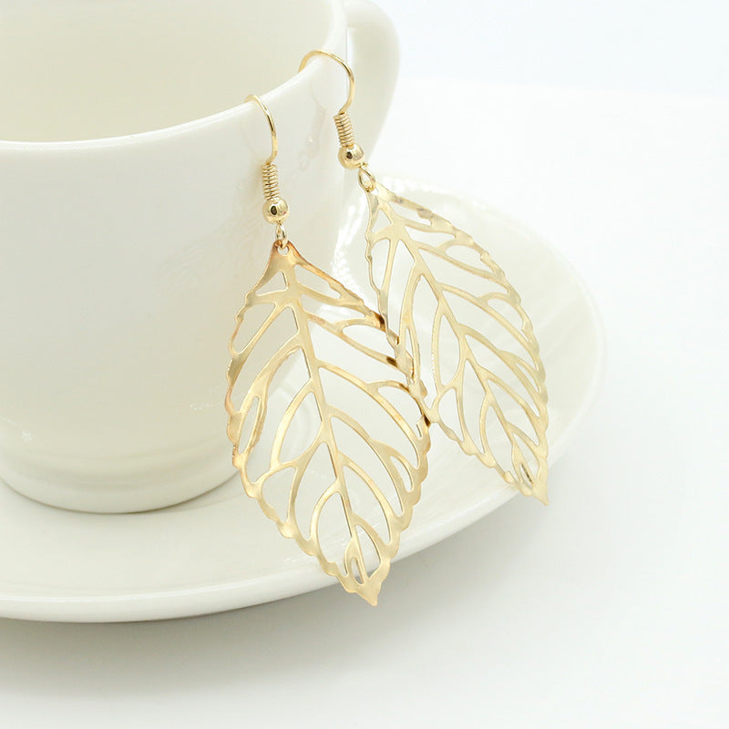 fashion leaf plating alloy no inlaid earrings