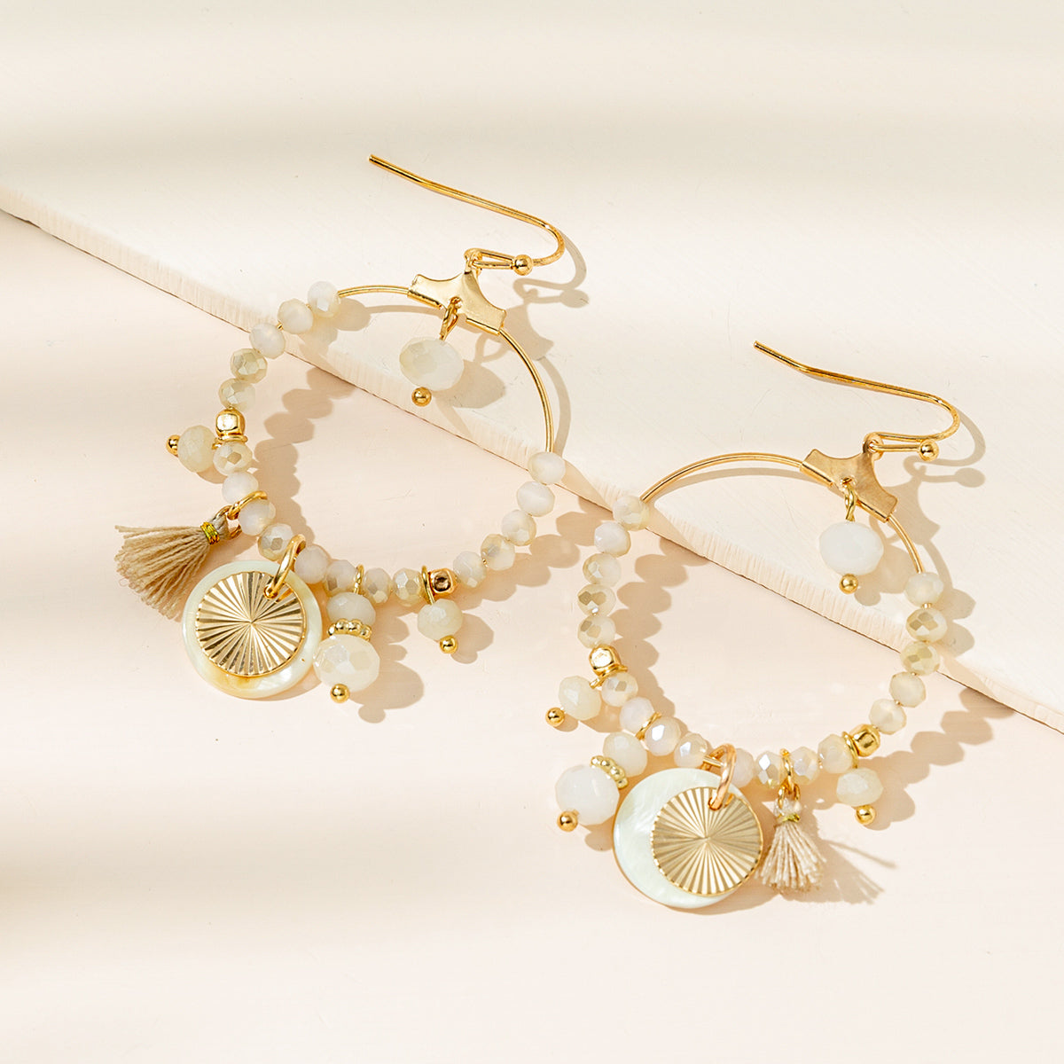 1 pair elegant lady leaf alloy glass soft clay gold plated drop earrings