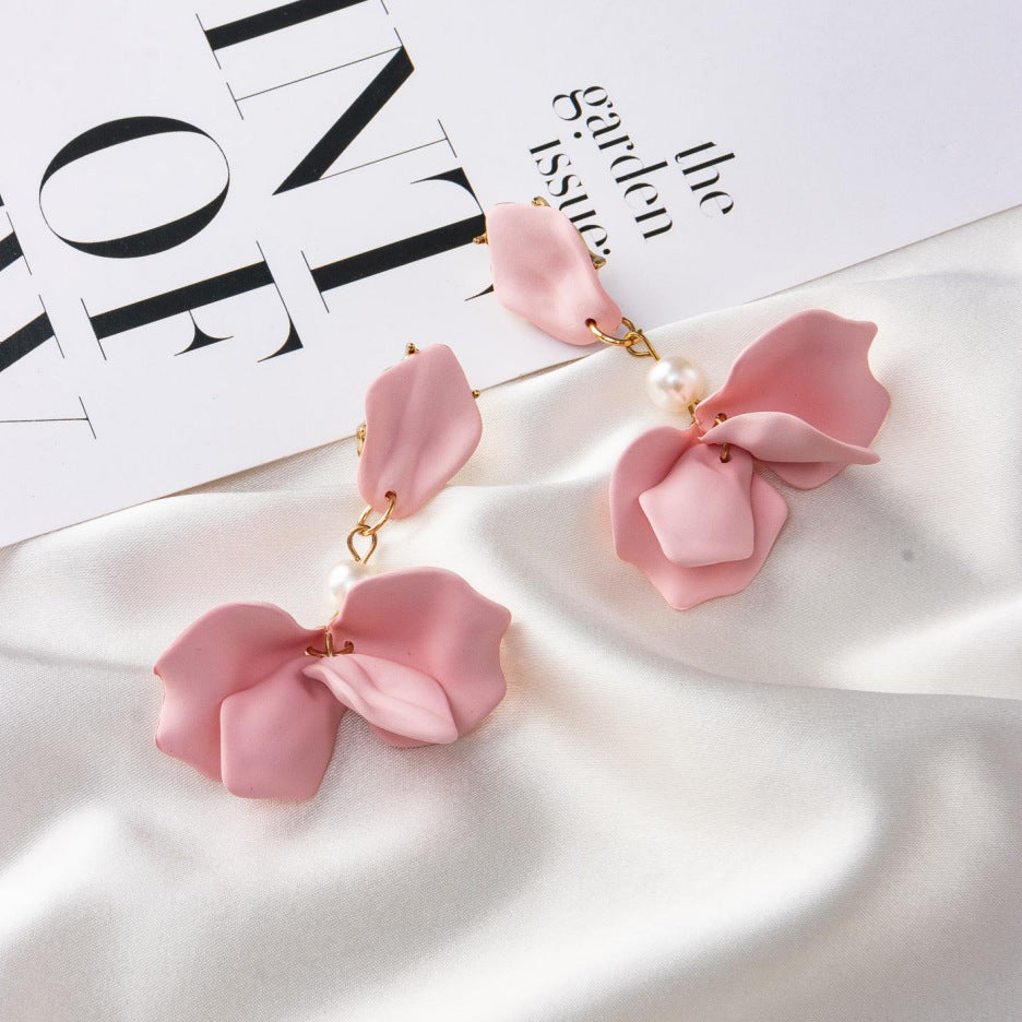 creative acrylic rose petal earrings fashion earrings