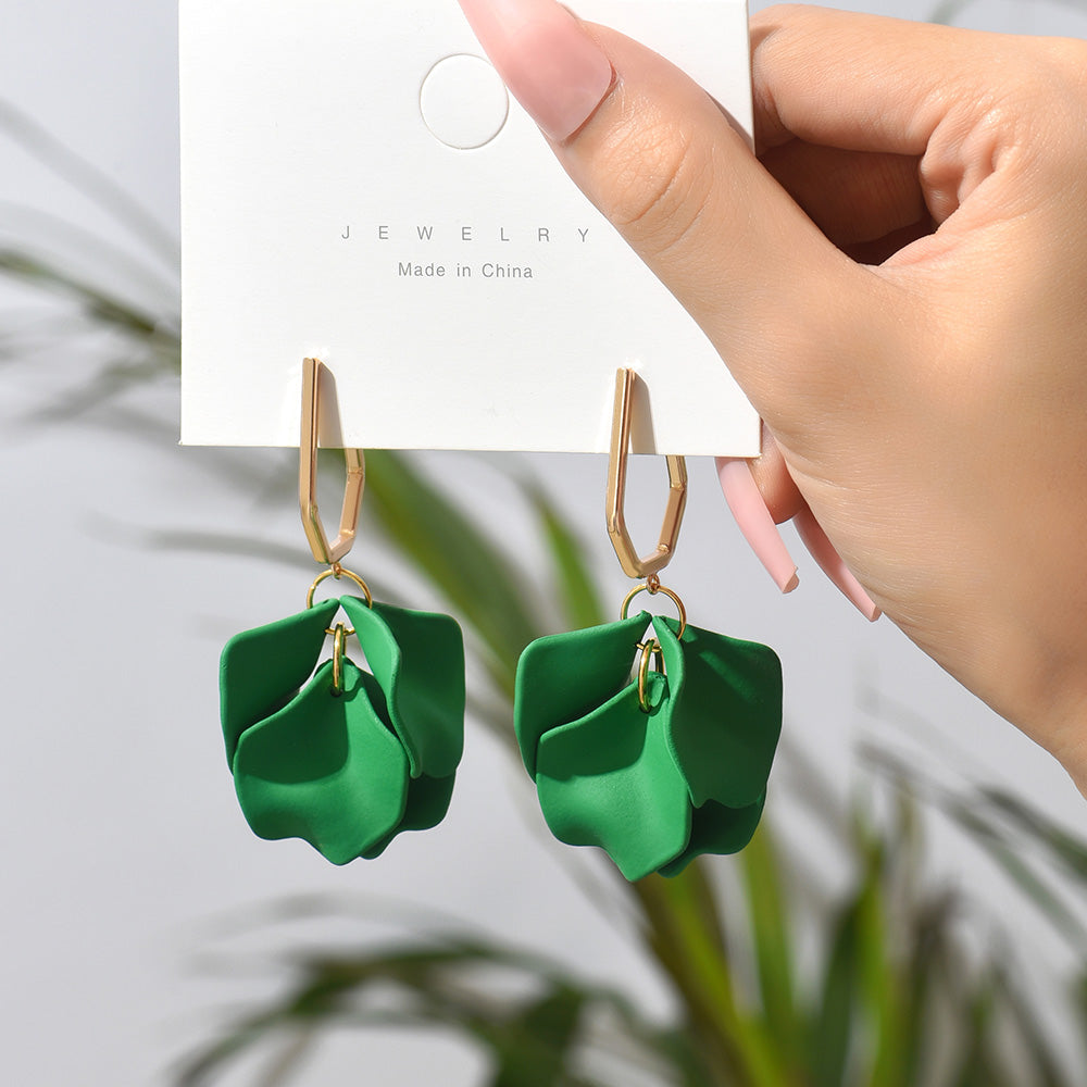 1 pair elegant vacation petal arylic zinc alloy drop earrings