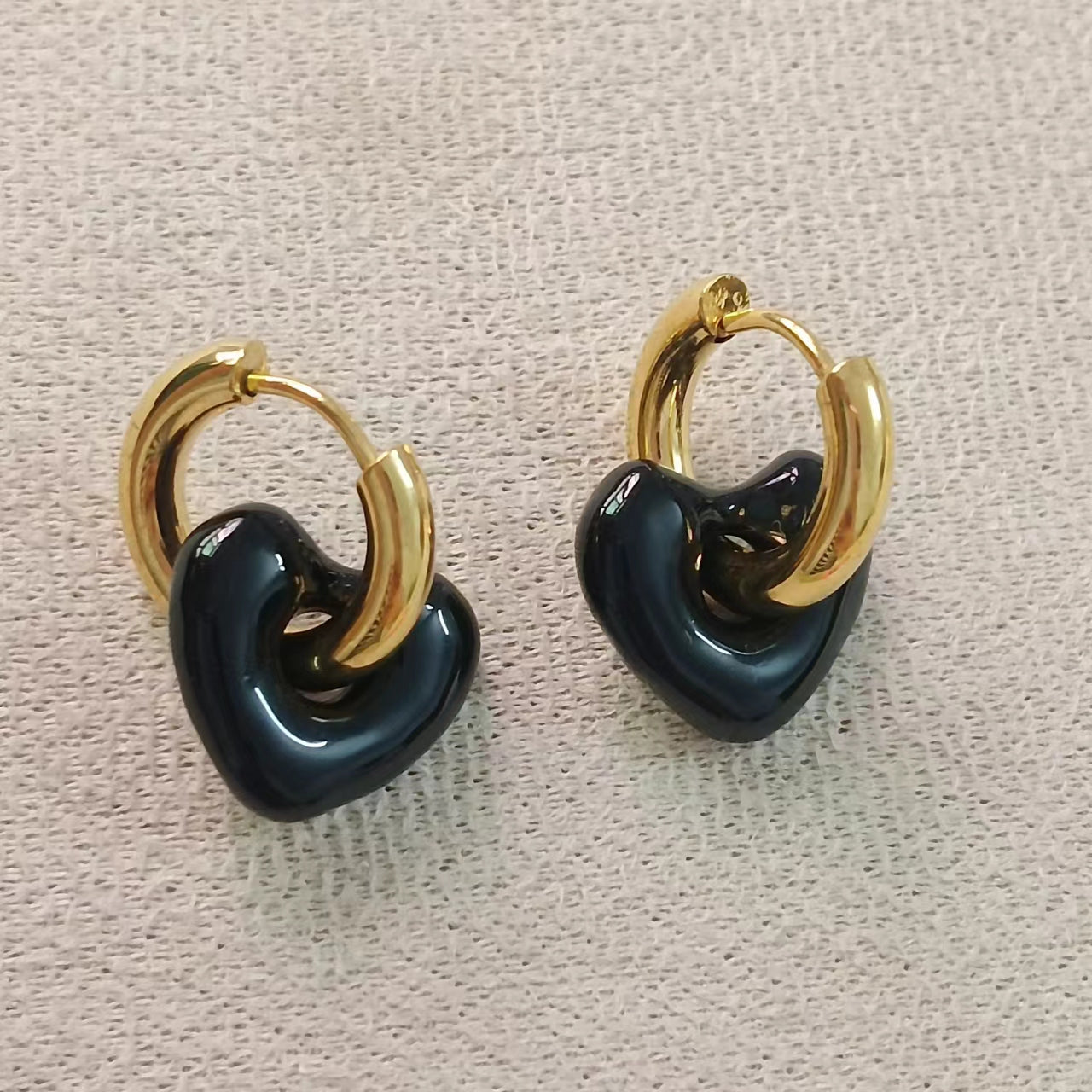 1 Pair Romantic Heart Shape Drip glazed 304 Stainless Steel Metal None 18K Gold Plated Hoop Earrings