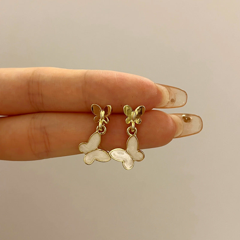 fashion butterfly alloy enamel drop earrings