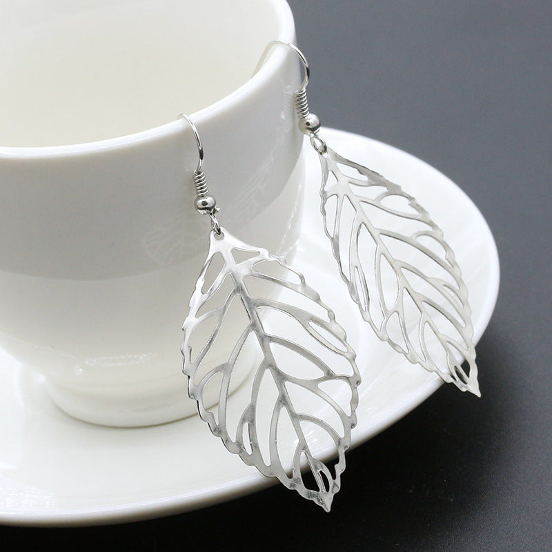 fashion leaf plating alloy no inlaid earrings
