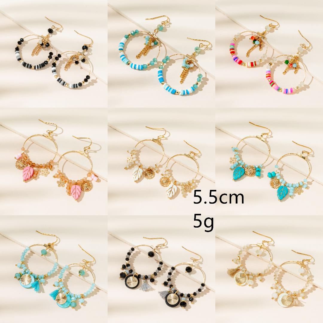 1 pair elegant lady leaf alloy glass soft clay gold plated drop earrings