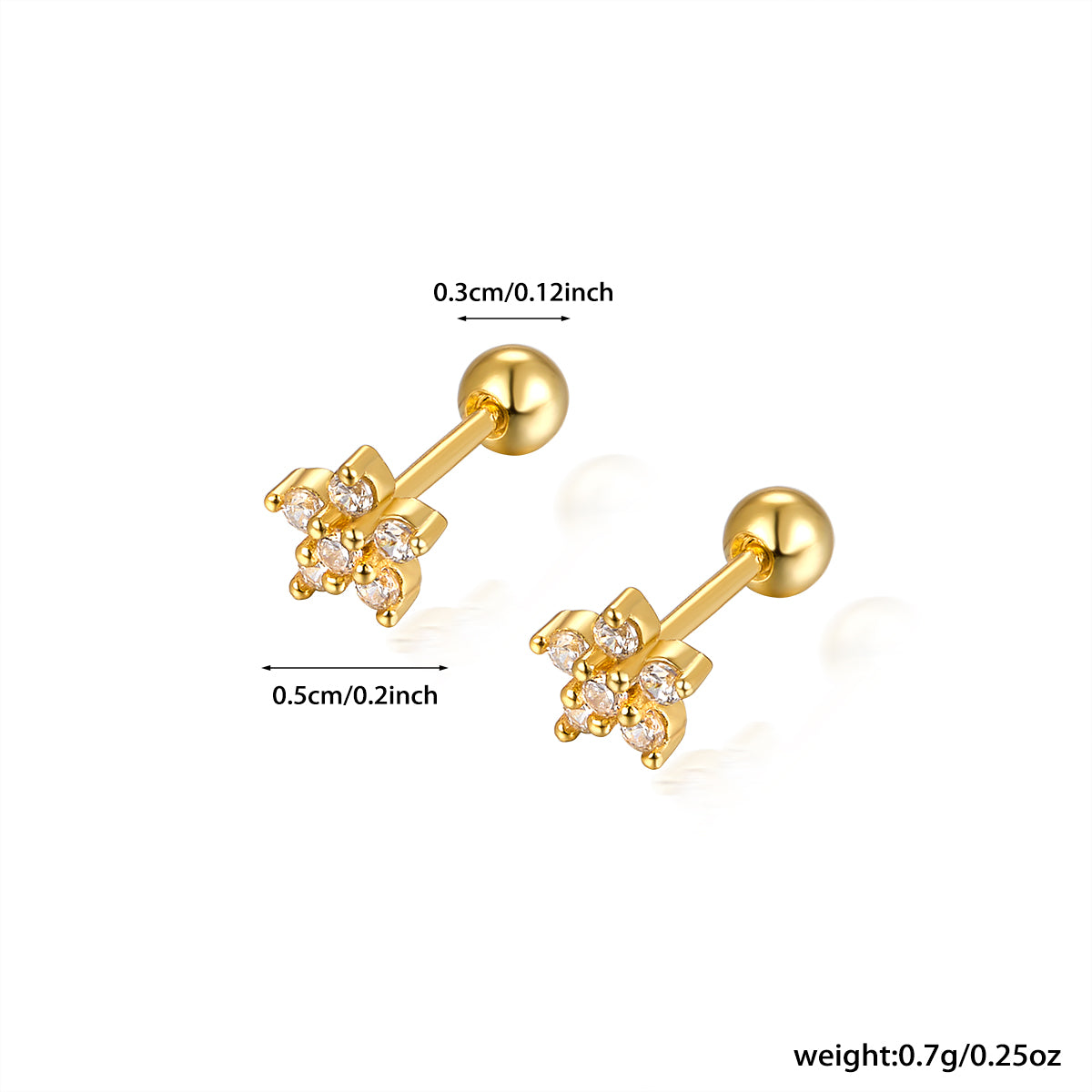 1 pair ig style commute shiny flower plating inlay sterling silver zircon 18k gold plated white gold plated ear studs