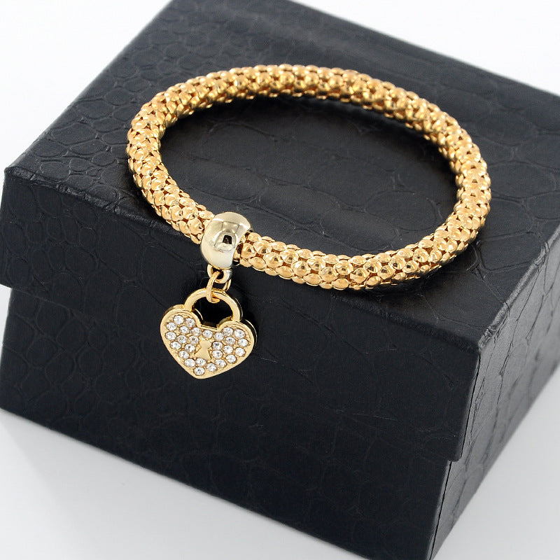 elegant princess glam heart alloy artificial rhinestones national day easter independence day women's bracelets