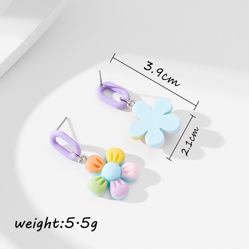 1 pair cute korean style flower arylic drop earrings