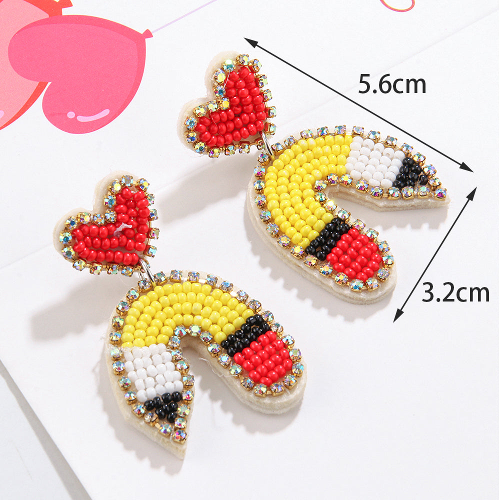 sweet pencil beaded imitation pearl glass women's drop earrings 1 pair