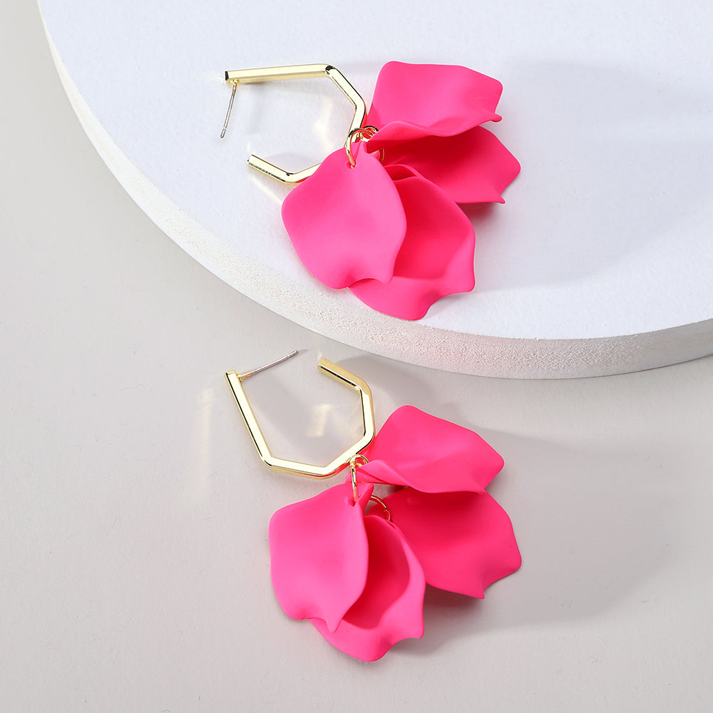 1 pair elegant vacation petal arylic zinc alloy drop earrings