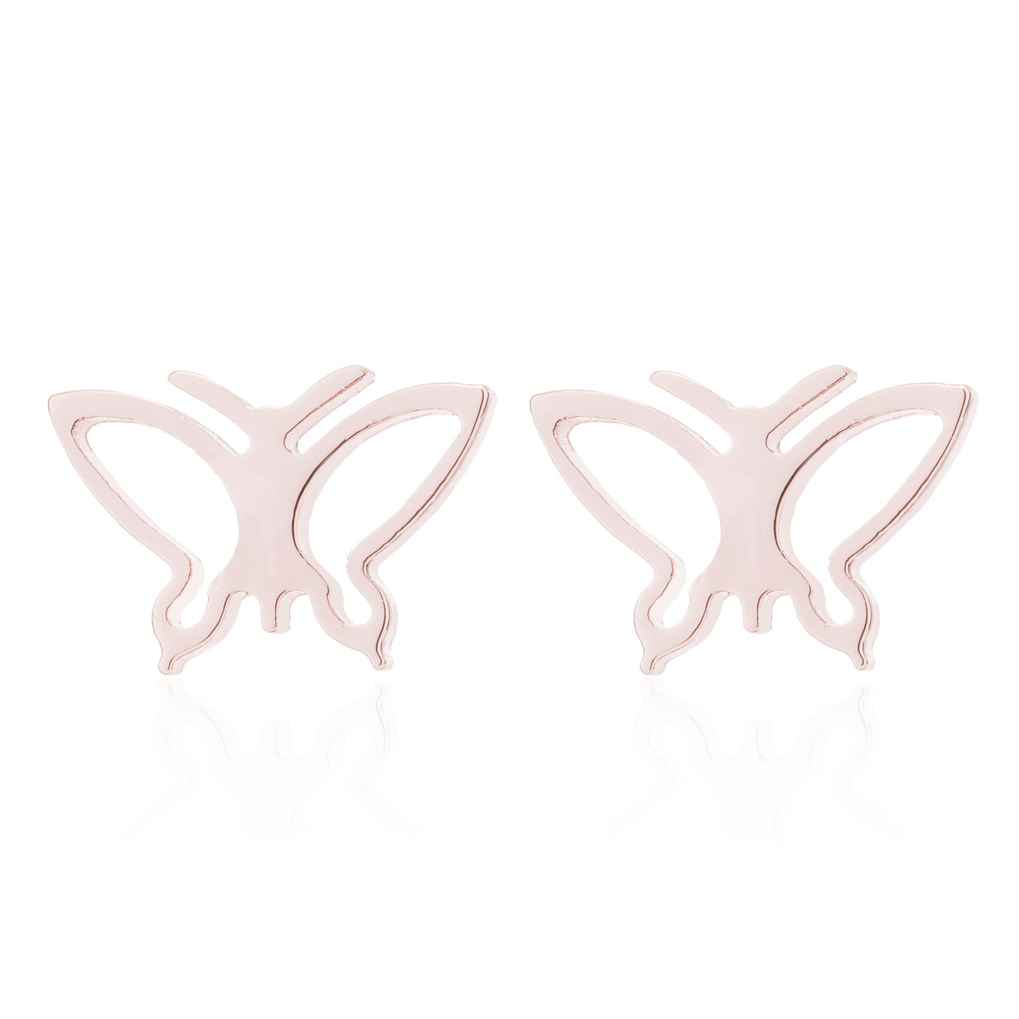 1 pair retro butterfly titanium steel plating hollow out ear studs
