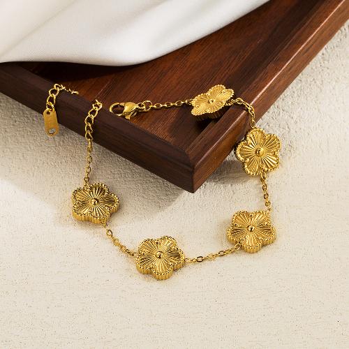304 Stainless Steel 18K Gold Plated Basic Vintage Style Plating Flower Bracelets Ear Studs Necklace