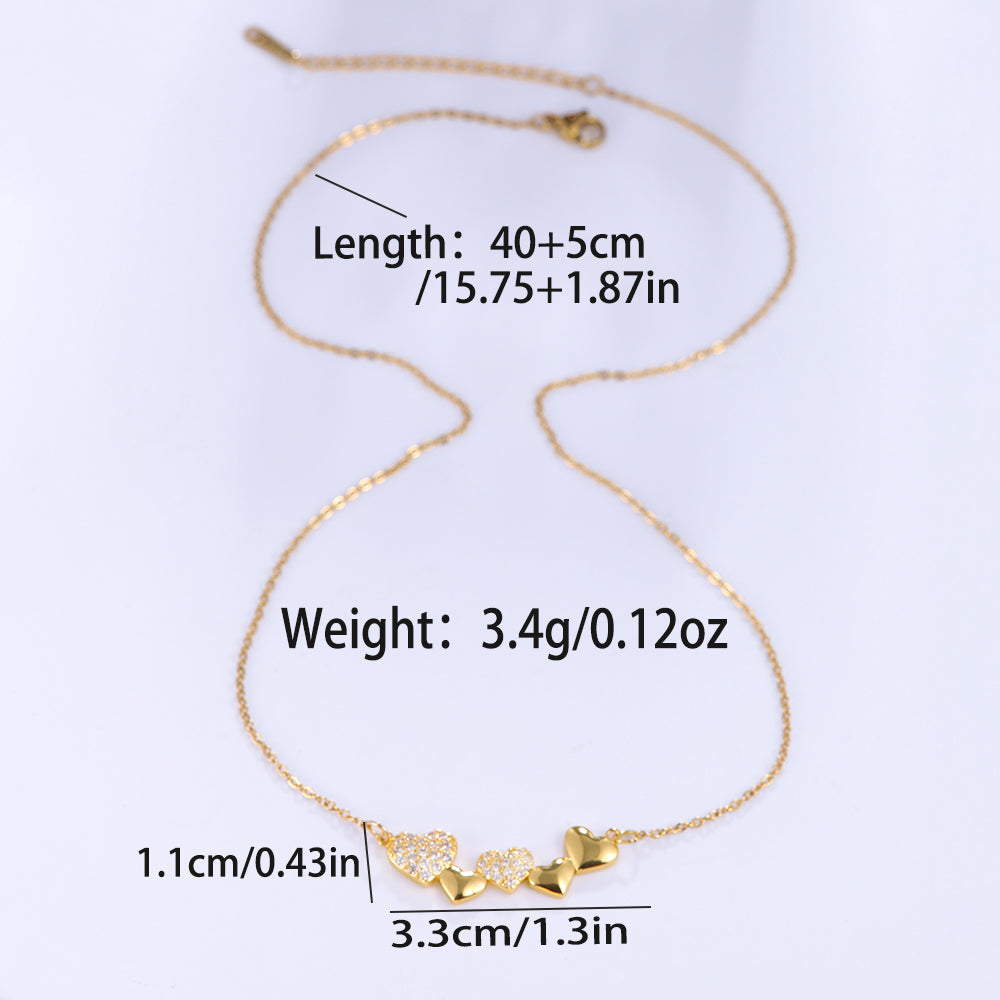 Elegant Heart Shape Stainless Steel Plating Inlay Zircon Pendant Necklace