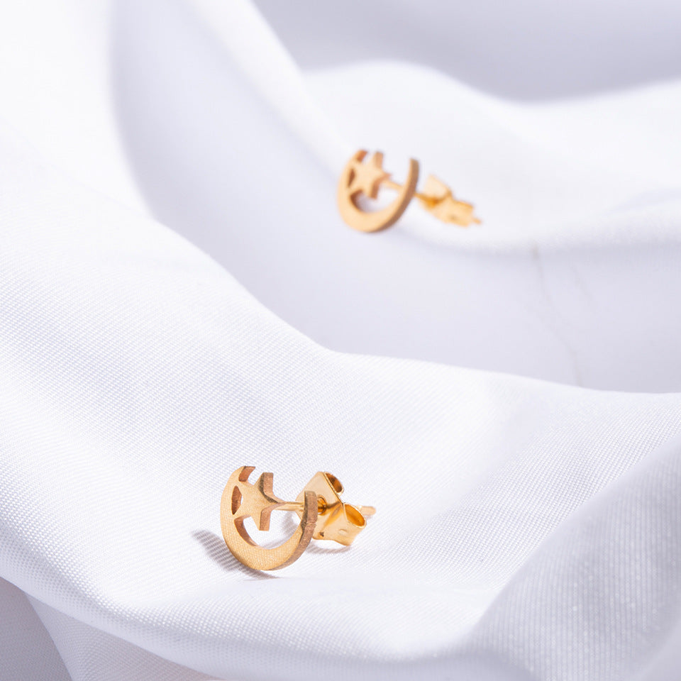 simple style geometric stainless steel no inlaid earrings ear studs