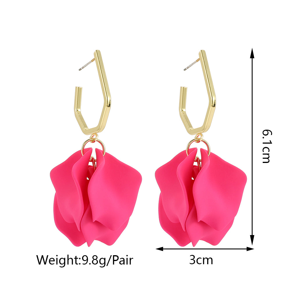1 pair elegant vacation petal arylic zinc alloy drop earrings