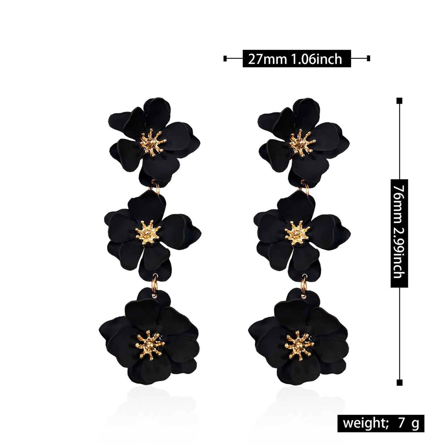 1 pair elegant bohemian simple style flower plating alloy drop earrings