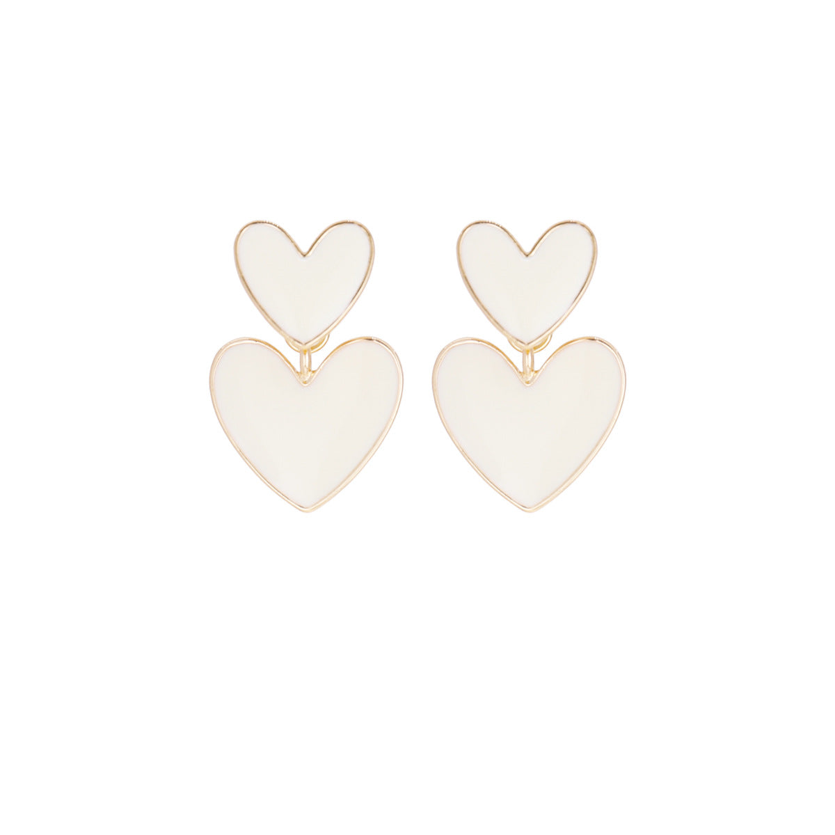 cute heart shape alloy enamel women's drop earrings