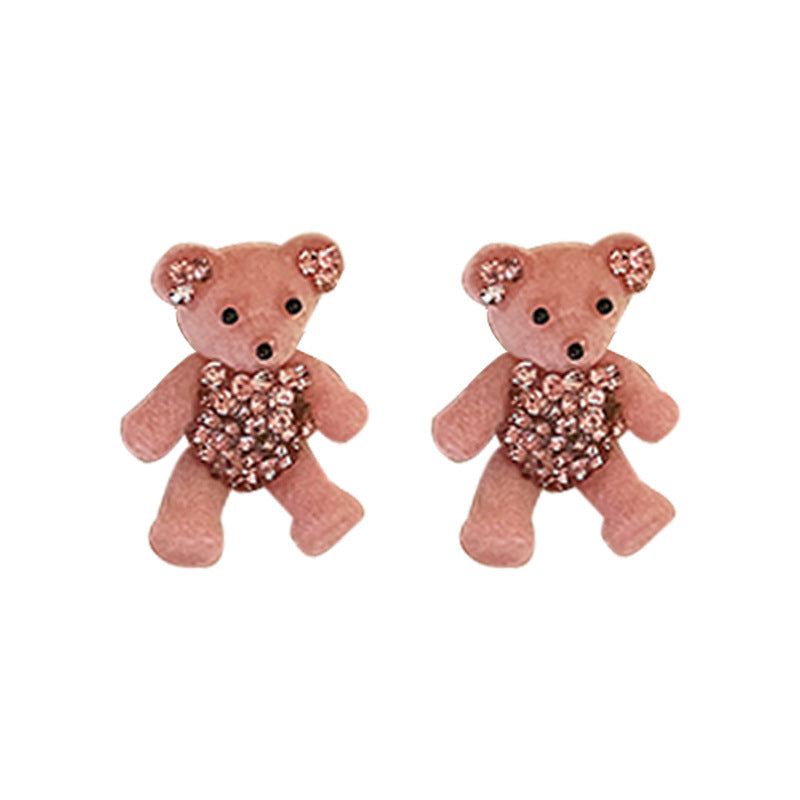 cute bear cloth artificial gemstones earrings