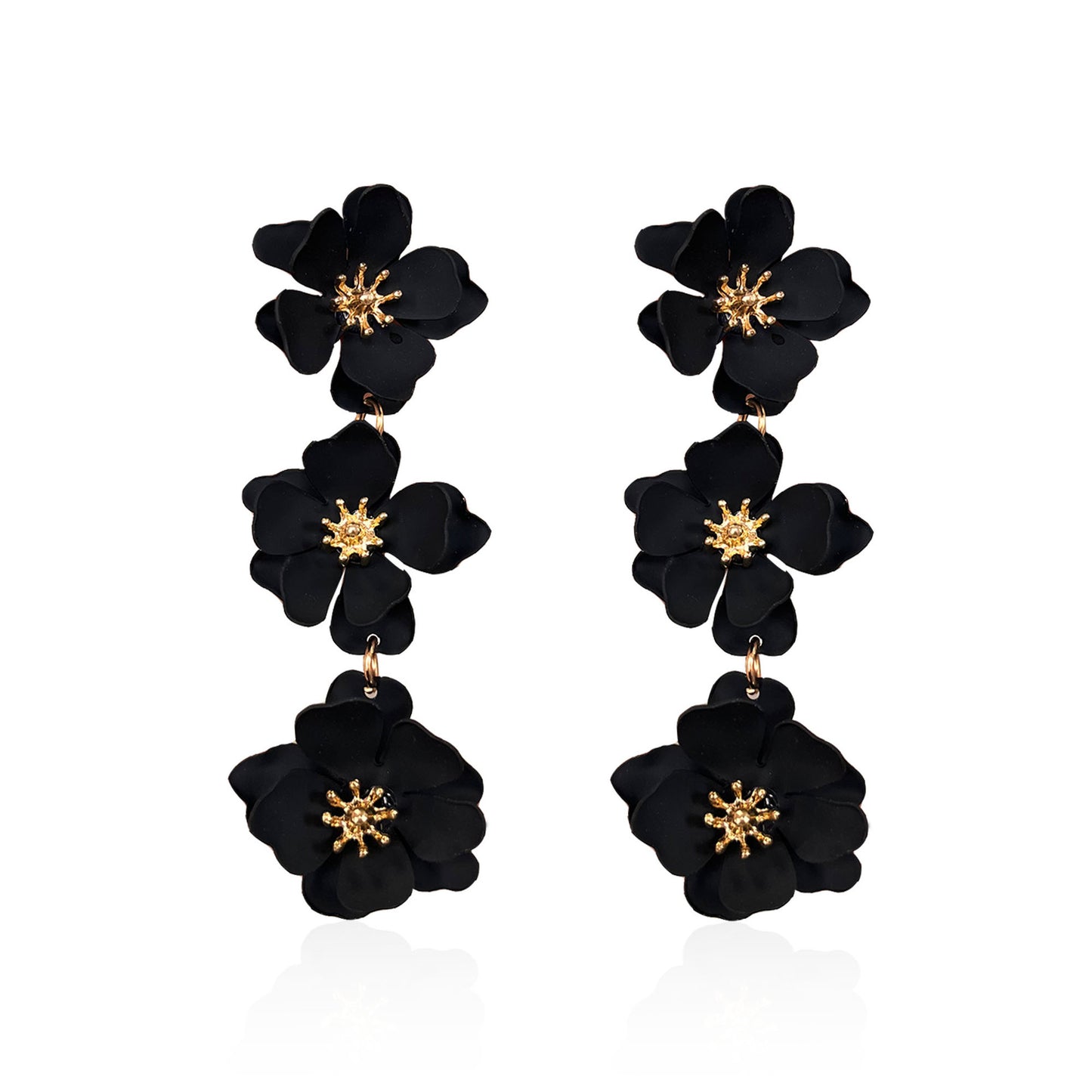 1 pair elegant bohemian simple style flower plating alloy drop earrings