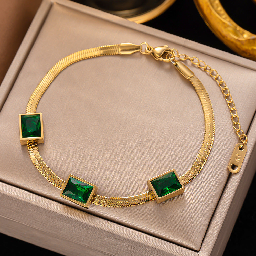 fashion geometric titanium steel plating inlay zircon bracelets
