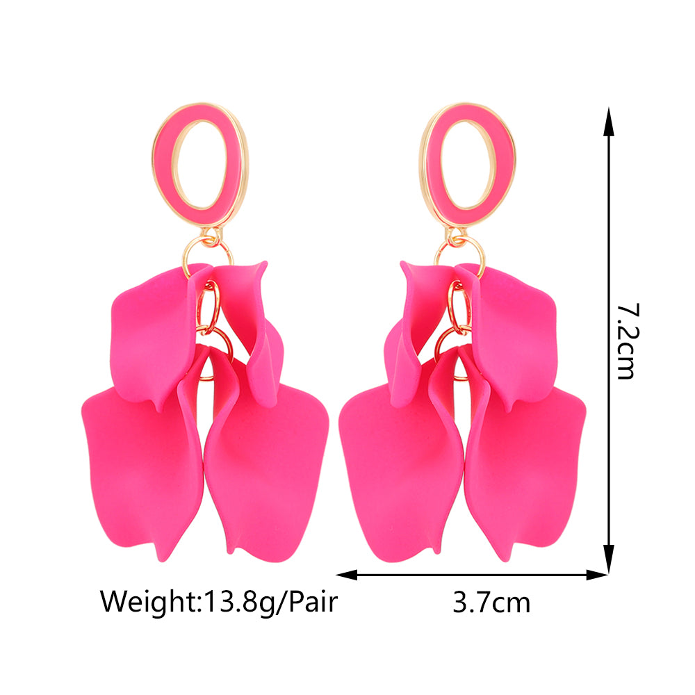 1 pair elegant romantic sweet petal spray paint painted inlay zinc alloy acrylic dangling earrings