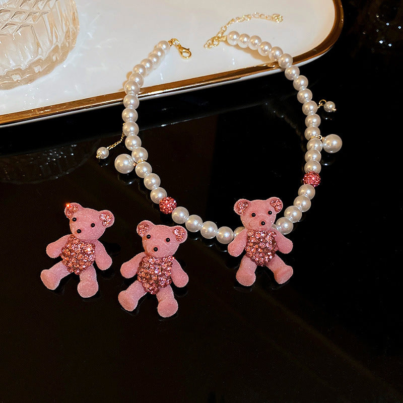 cute bear cloth artificial gemstones earrings