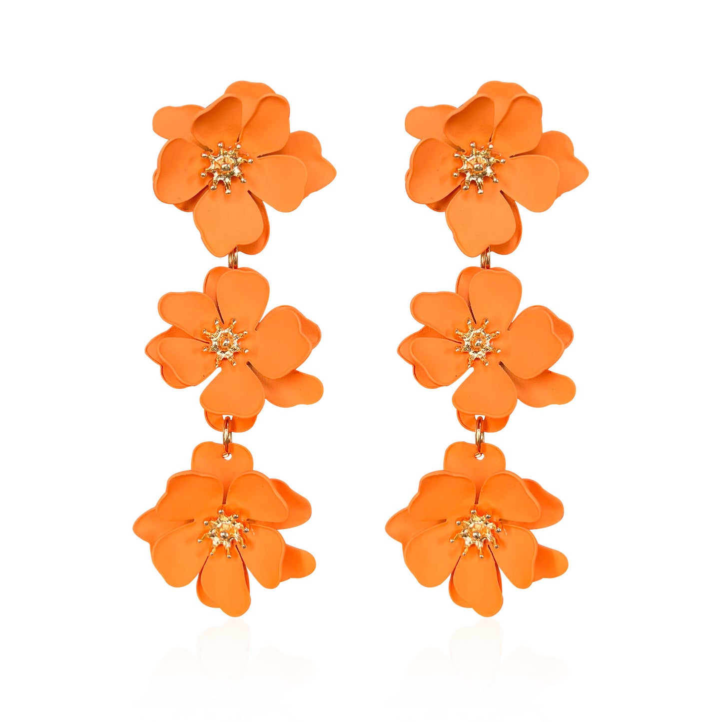 1 pair elegant bohemian simple style flower plating alloy drop earrings