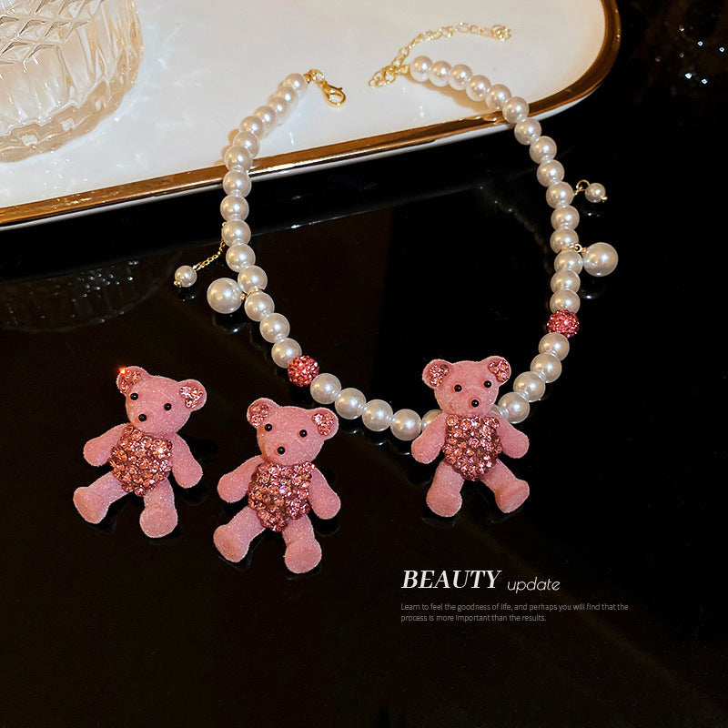 cute bear cloth artificial gemstones earrings