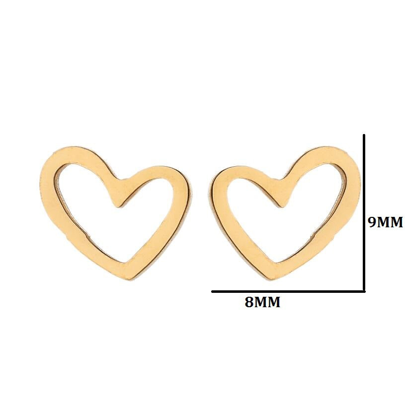 fashion heart shape stainless steel ear studs 1 pair