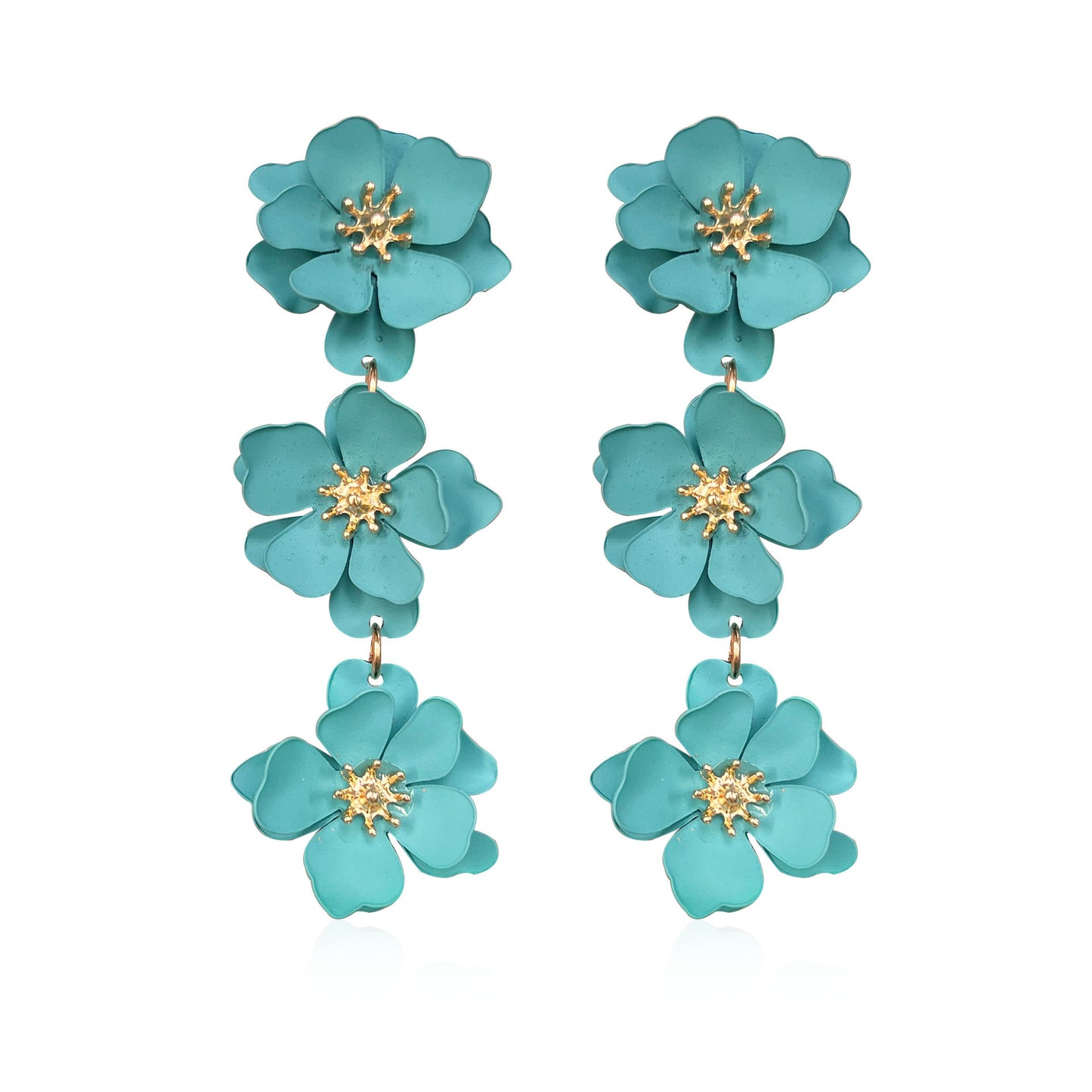 1 pair elegant bohemian simple style flower plating alloy drop earrings