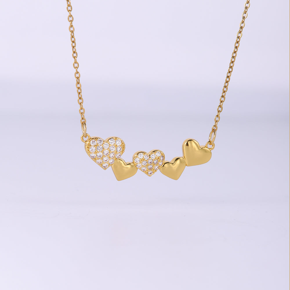 Elegant Heart Shape Stainless Steel Plating Inlay Zircon Pendant Necklace