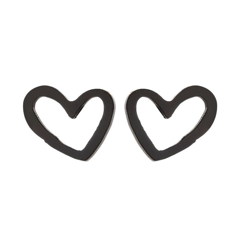 fashion heart shape stainless steel ear studs 1 pair