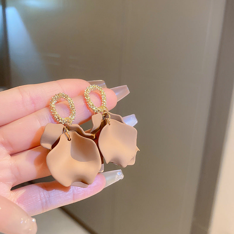 1 pair elegant flower inlay alloy acrylic drop earrings