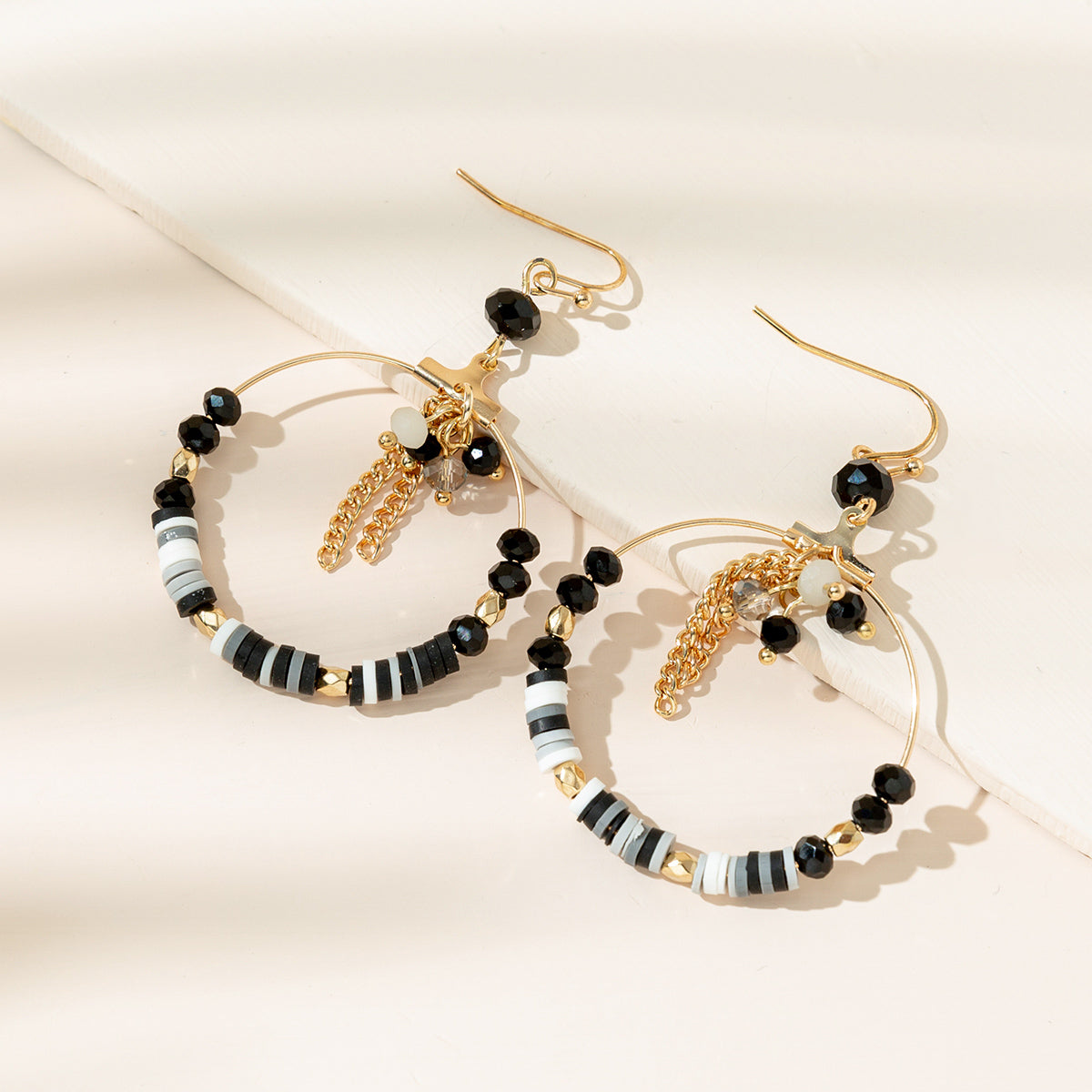 1 pair elegant lady leaf alloy glass soft clay gold plated drop earrings