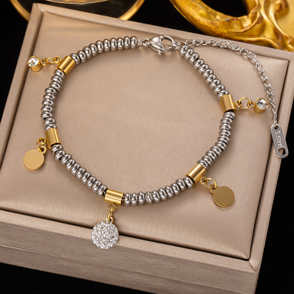 fashion geometric titanium steel plating inlay zircon bracelets
