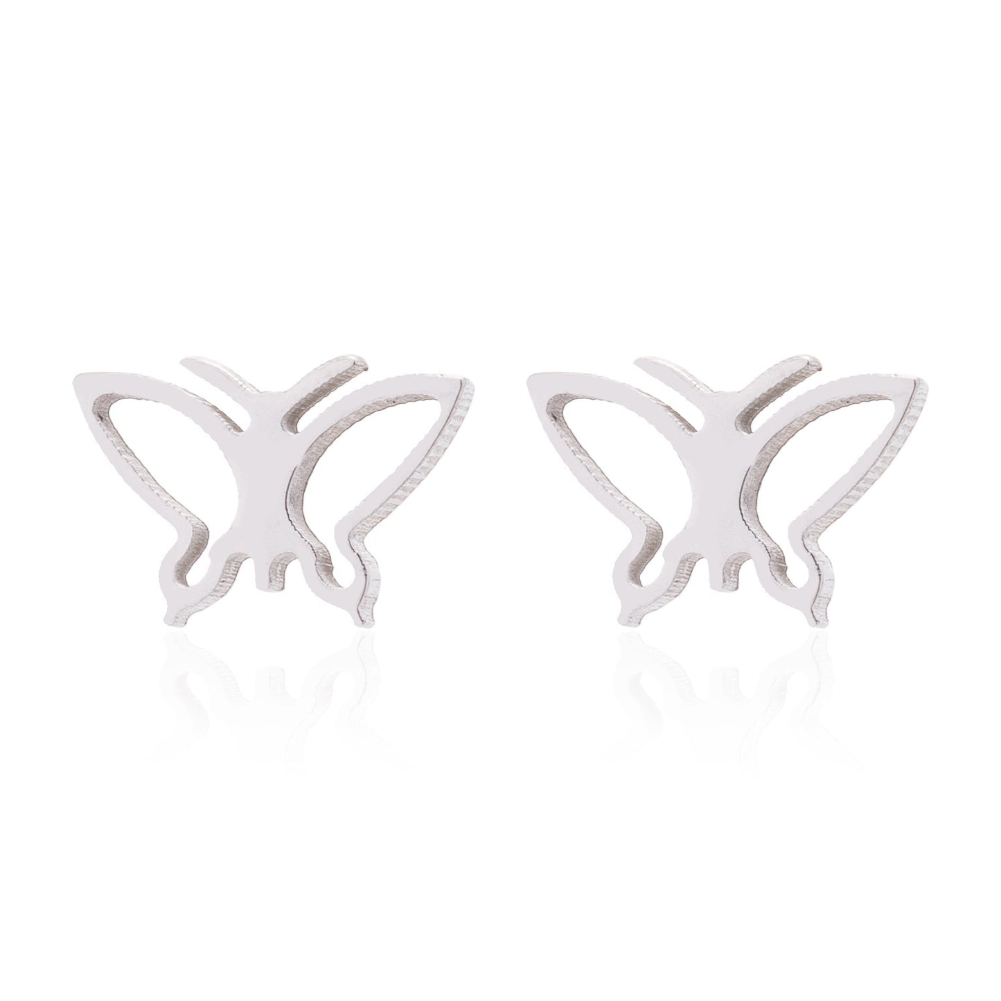 1 pair retro butterfly titanium steel plating hollow out ear studs