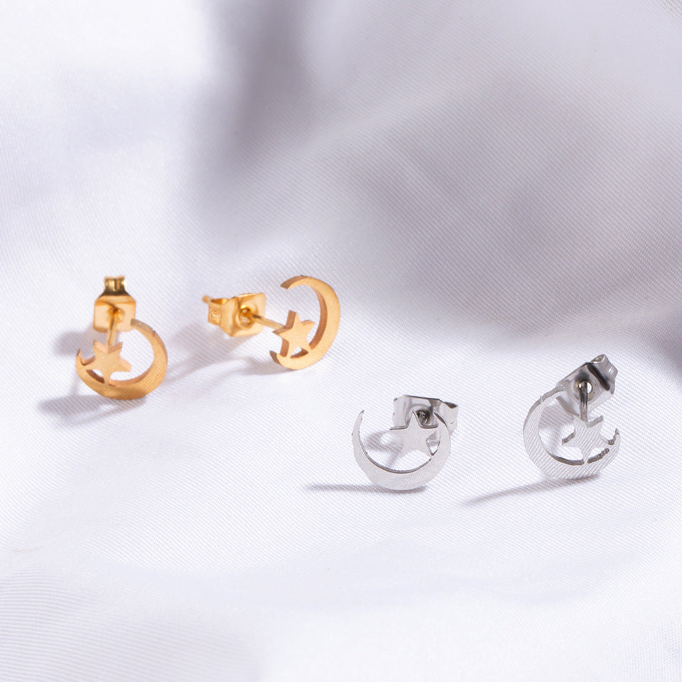 simple style geometric stainless steel no inlaid earrings ear studs