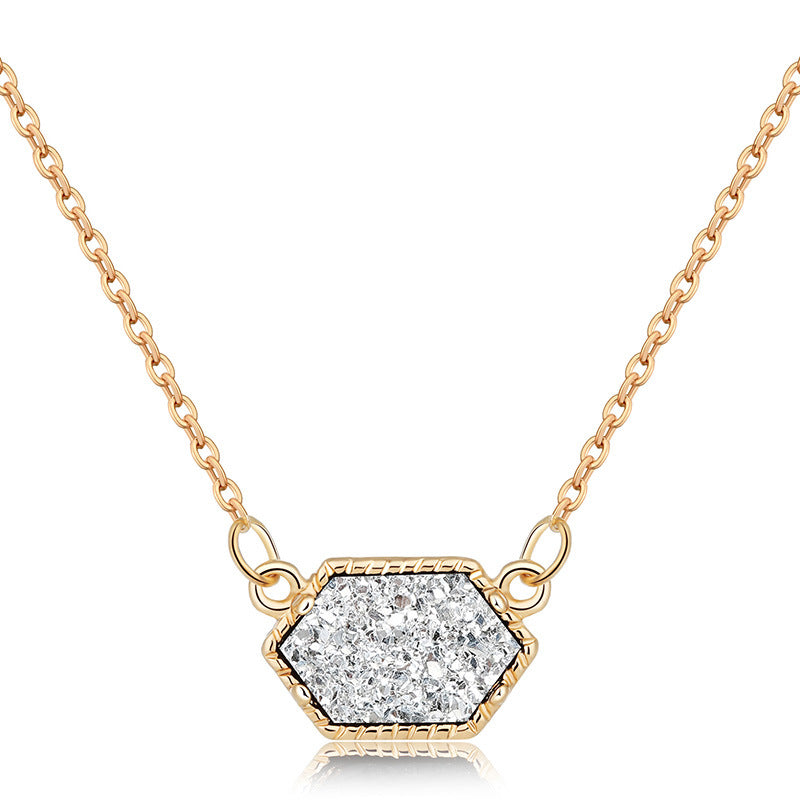 fashion simple multicolor crystal cluster turquoise diamond pendant necklace