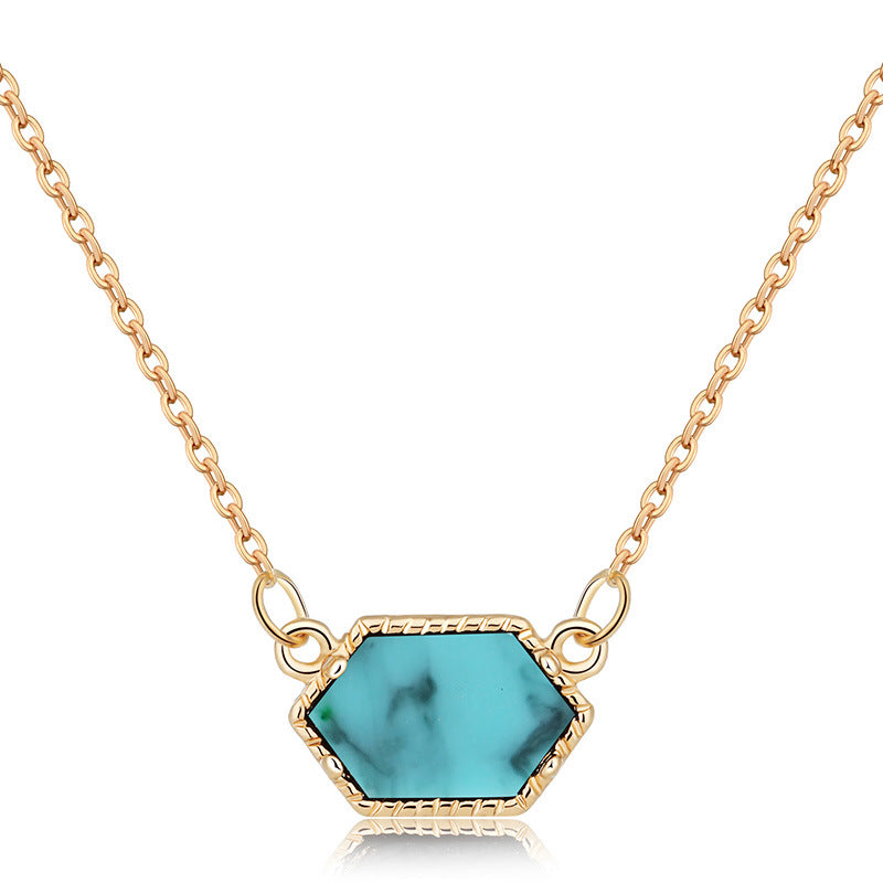 fashion simple multicolor crystal cluster turquoise diamond pendant necklace