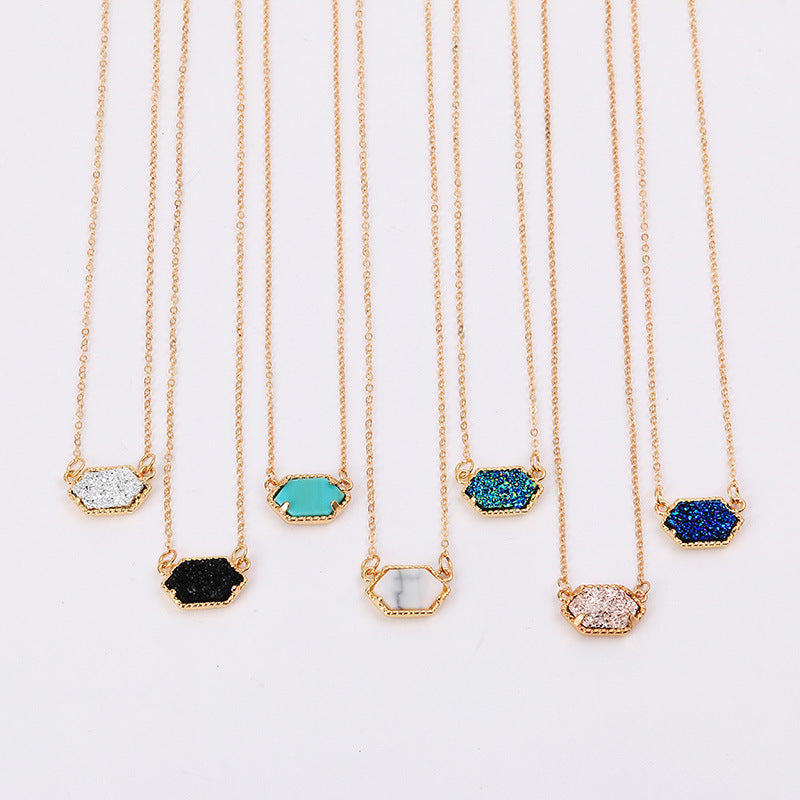 fashion simple multicolor crystal cluster turquoise diamond pendant necklace