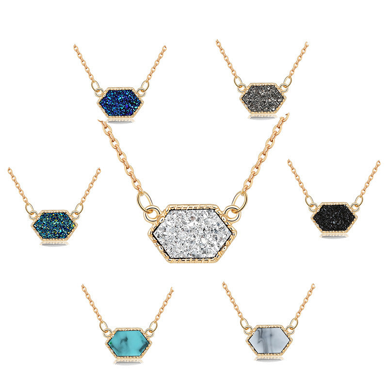 fashion simple multicolor crystal cluster turquoise diamond pendant necklace