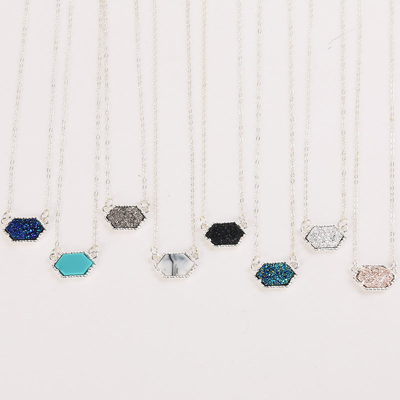 fashion simple multicolor crystal cluster turquoise diamond pendant necklace